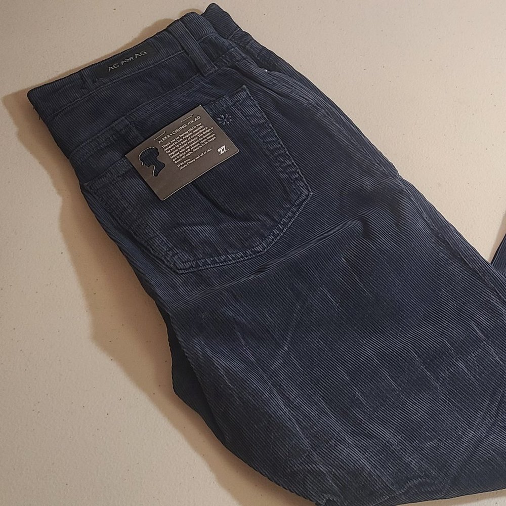 NWT Alexa Chung for AG Adriano Goldschmied Women Sz 27 Corduroy Navy Blue Pants